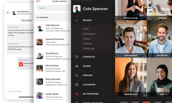 Coworker search list with roles and locations