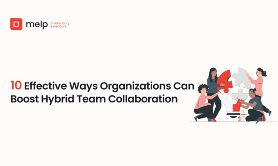 10 ways to boost hybrid team collaboration banner with coworkers assembling puzzle pieces