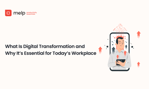 Illustration representing digital transformation using technology to modernize the workplace