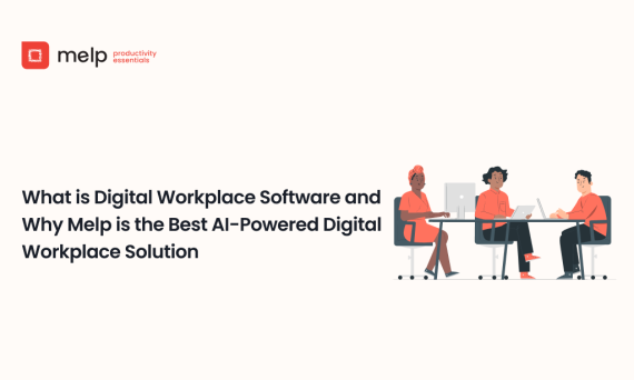 Illustration of teams using AI-powered digital workplace software for collaboration