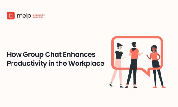 Group chat boosts workplace productivity with three coworkers inside a speech bubble