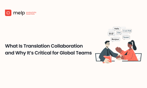 Illustration of global teams using translation tools to collaborate across languages