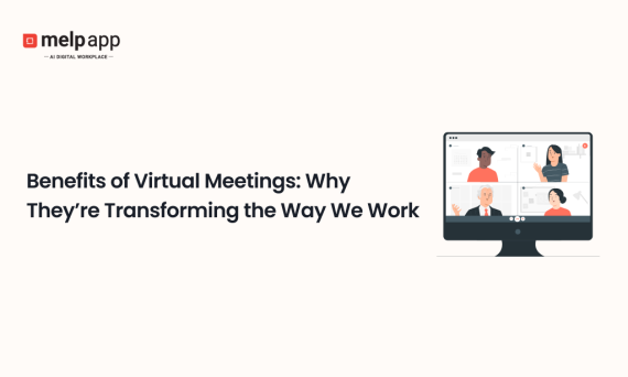 Employees attending a virtual meeting through Melp digital workplace platform