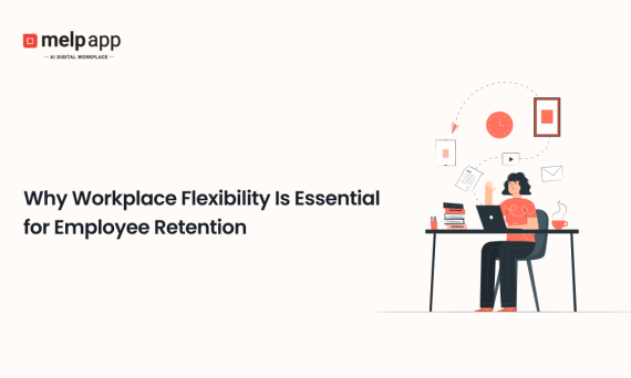 Workplace flexibility banner with woman at home desk surrounded by time and document icons