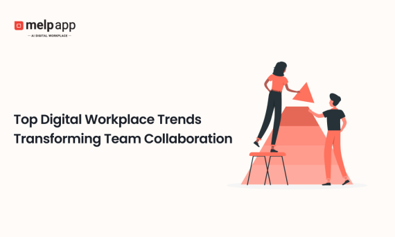 Illustration showing key digital workplace trends improving collaboration between teams