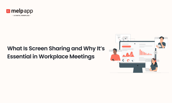 Team sharing screen during a workplace meeting with Melp collaboration tools
