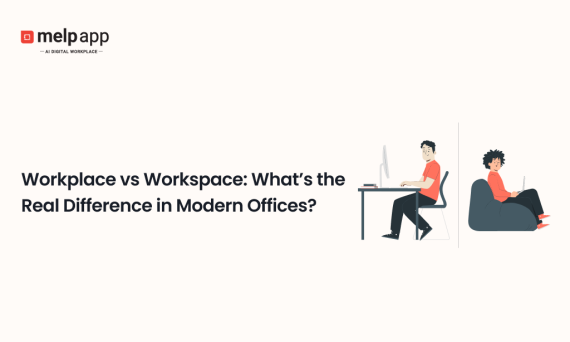 Illustration comparing a traditional workplace and a modern flexible workspace