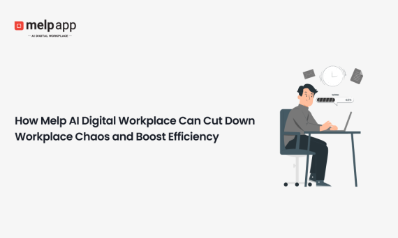 Employee working calmly as Melp AI digital workplace reduces chaos and boosts office efficiency