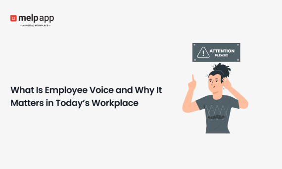 Employee expressing ideas and feedback through Melp AI digital workplace platform