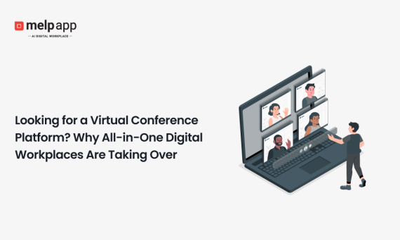 Professionals hosting virtual conference on Melp all-in-one digital workplace