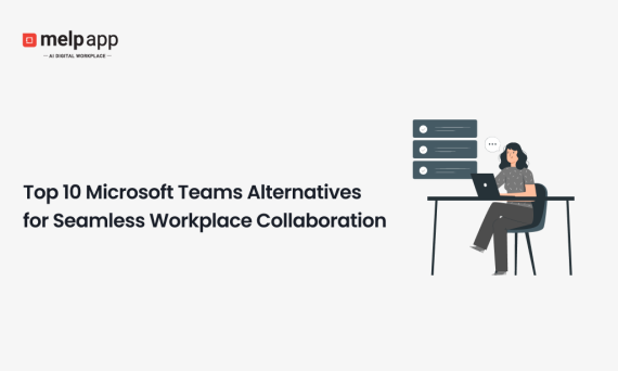 Melp is the best free Microsoft Teams alternative — illustration of a professional using a laptop to explore Microsoft Teams alternatives