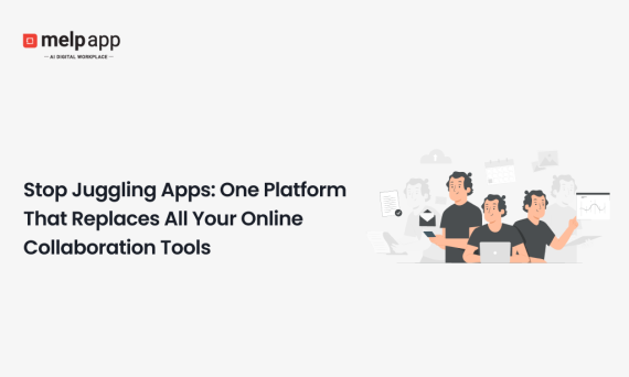 Team collaborating on Melp all-in-one platform replacing multiple online tools