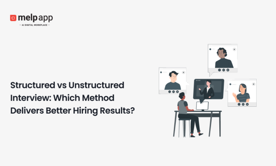 Visual comparison of structured vs unstructured interviews in a modern digital hiring workspace