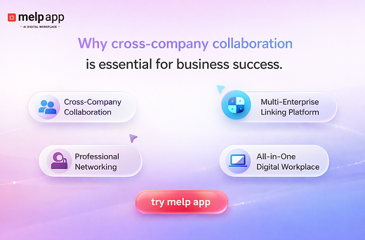 Teams collaborating across organizations facing communication gaps, streamlined using melp app cross company collaboration solution